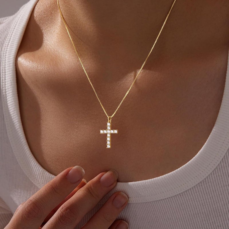 Poxtex Infinity Cross Necklace for Women, Unique Trendy Fahion Cross Jewelry Gifts, Non Tarnish & Waterproof Dainty Simple Gold Cross Pendant, Christian Religious Easter Faith Accessories Jewelry Gifts - Image 4